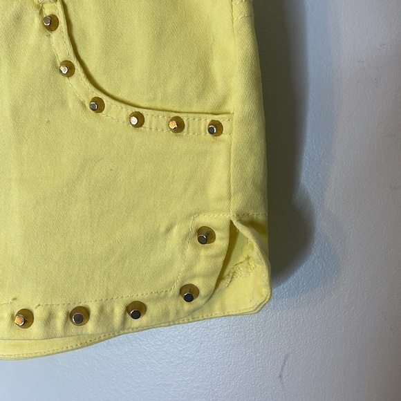 DOUBLE ZERO Yellow and Gold Studded Micro Shorts Size Medium - Picture 2 of 7